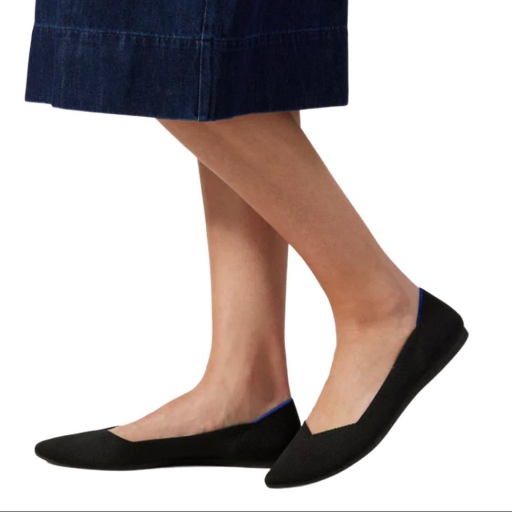 Rothy's Black Flats with Blue Accents